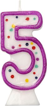 Picture of AGE 5 NUMERAL MOULDED CANDLE PURPLE 8CM